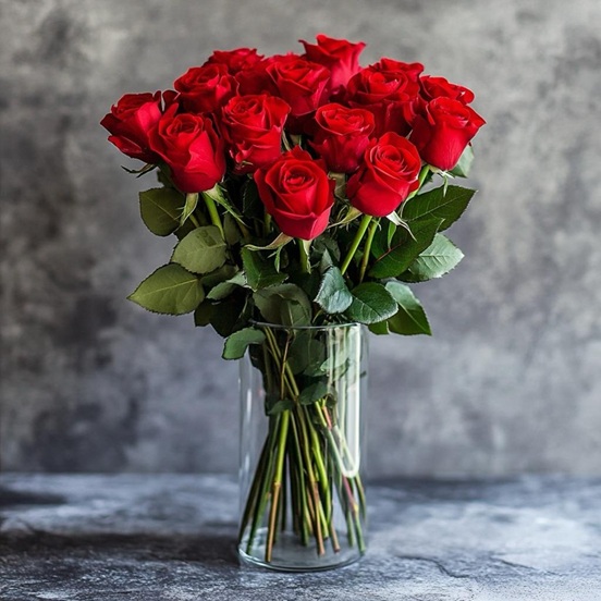 Classic Red Rose Vase